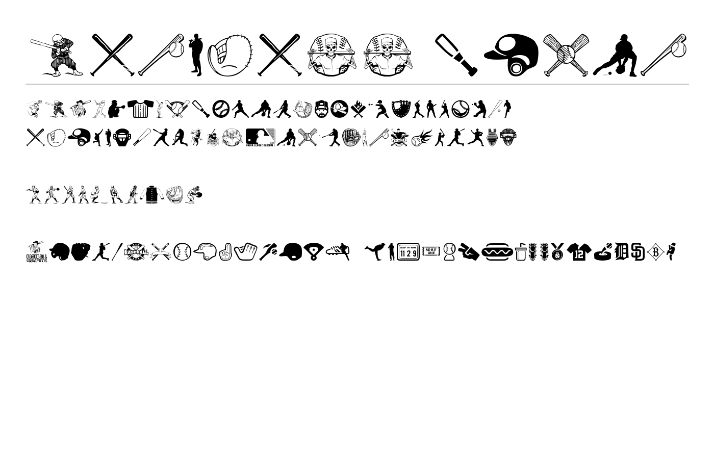 Baseball Icons Font preview