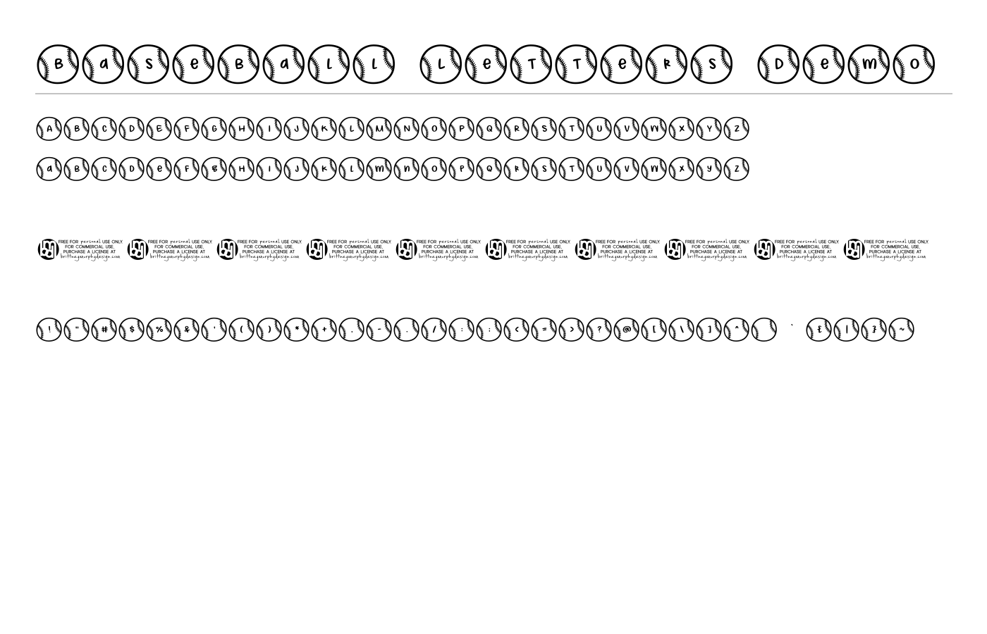 Baseball Letters Demo Font preview