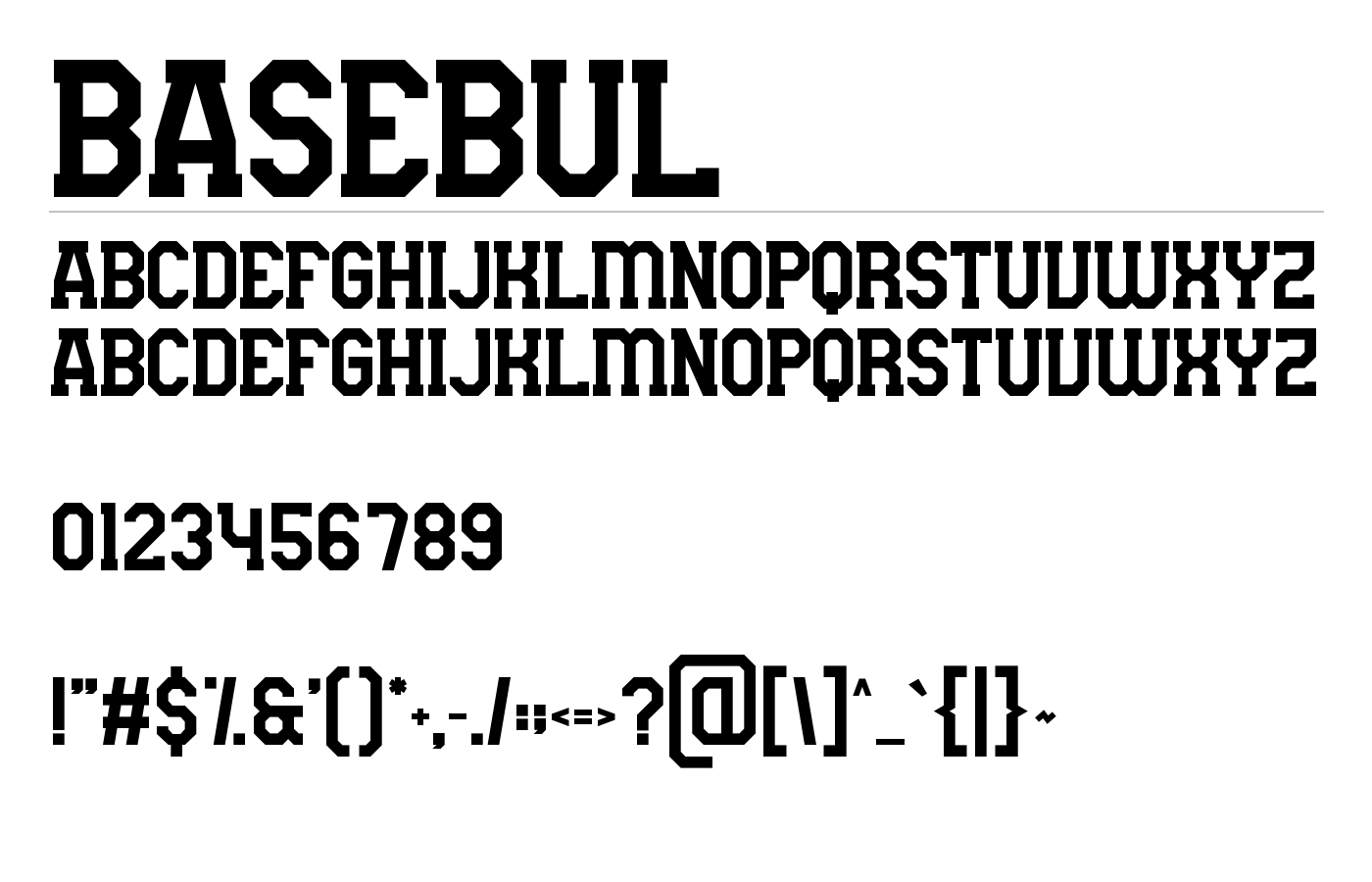BASEBUL Font preview