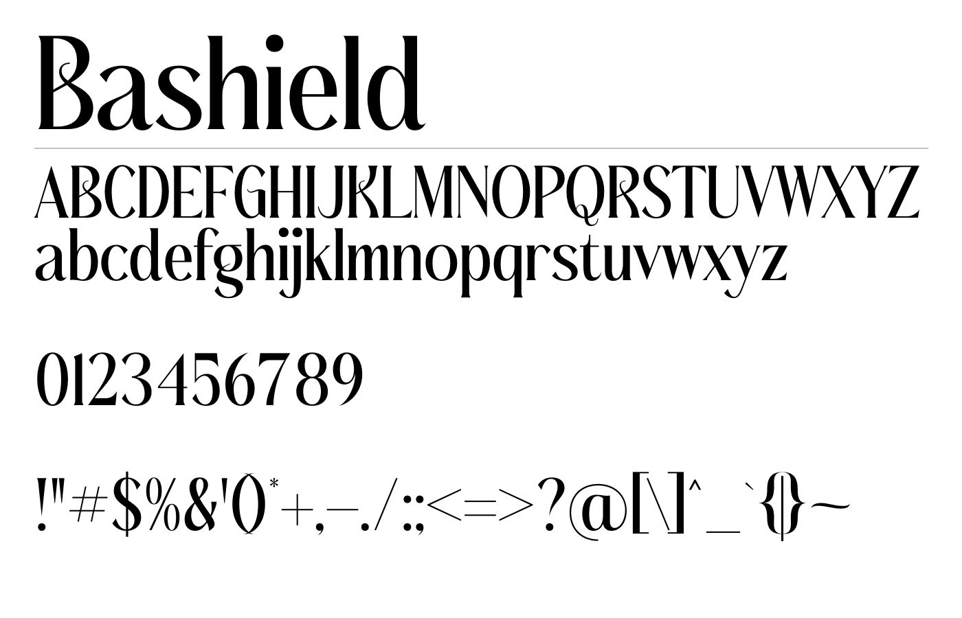 Bashield Font preview