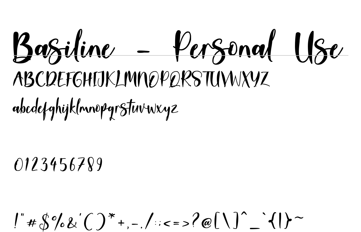 Basiline - Personal Use Font preview