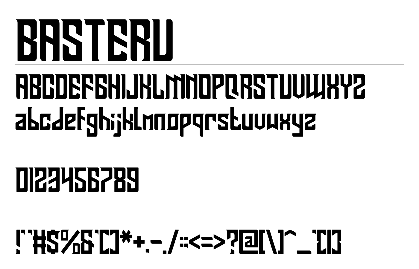 BASTERU Font preview