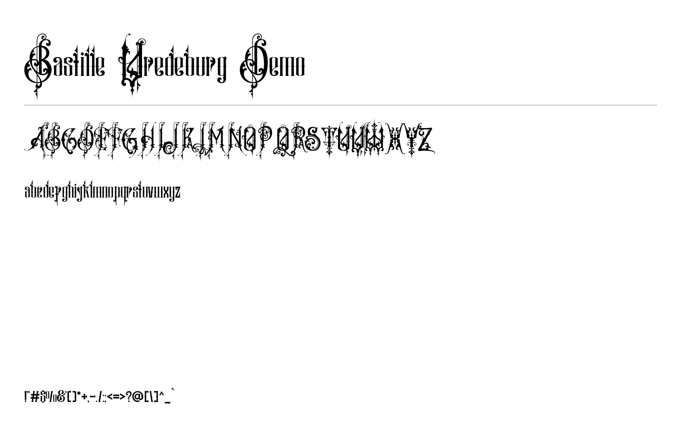 Bastille Vredeburg Demo Font preview