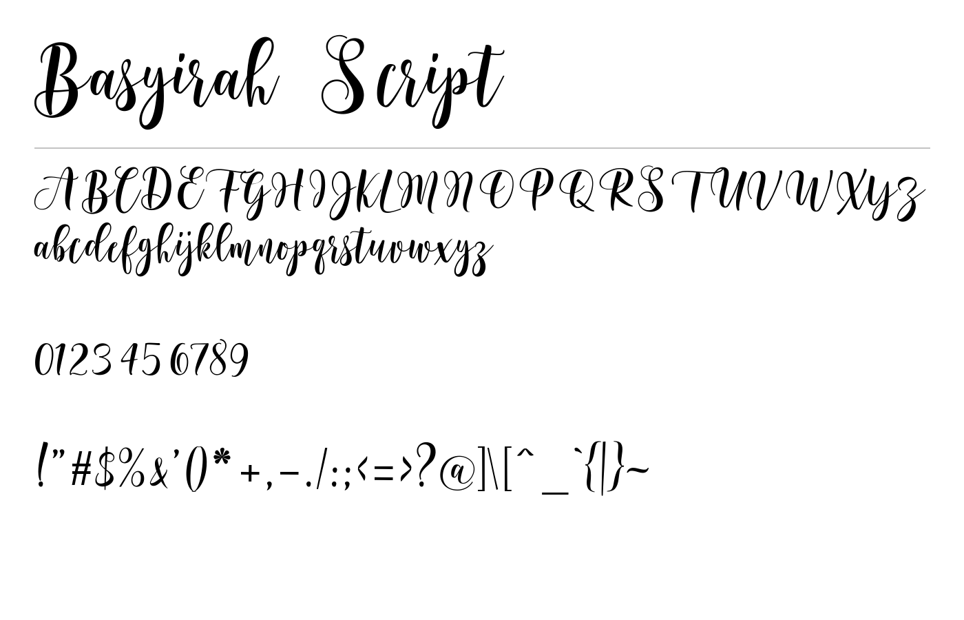 Basyirah Script Font preview