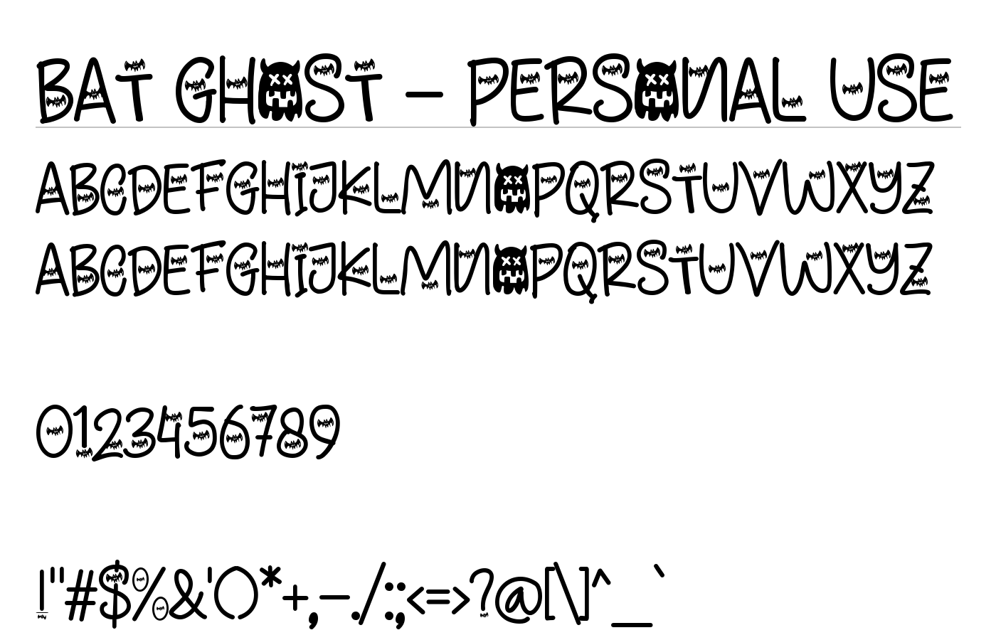 Bat Ghost - Personal Use Font preview