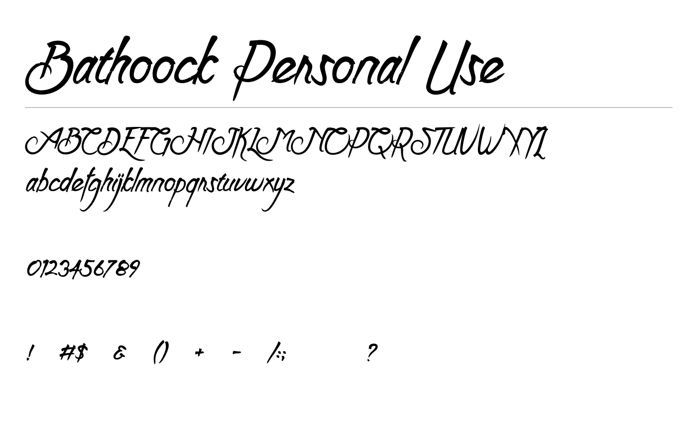 Bathoock Personal Use Font preview