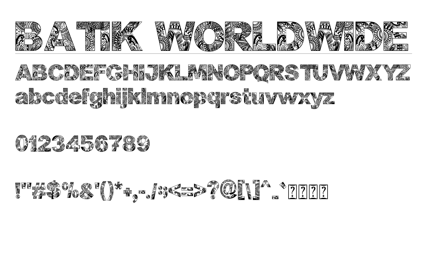 BATIK WORLDWIDE Font preview