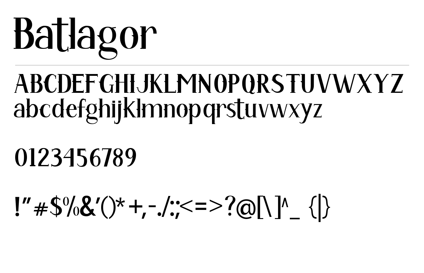 Batlagor Font preview