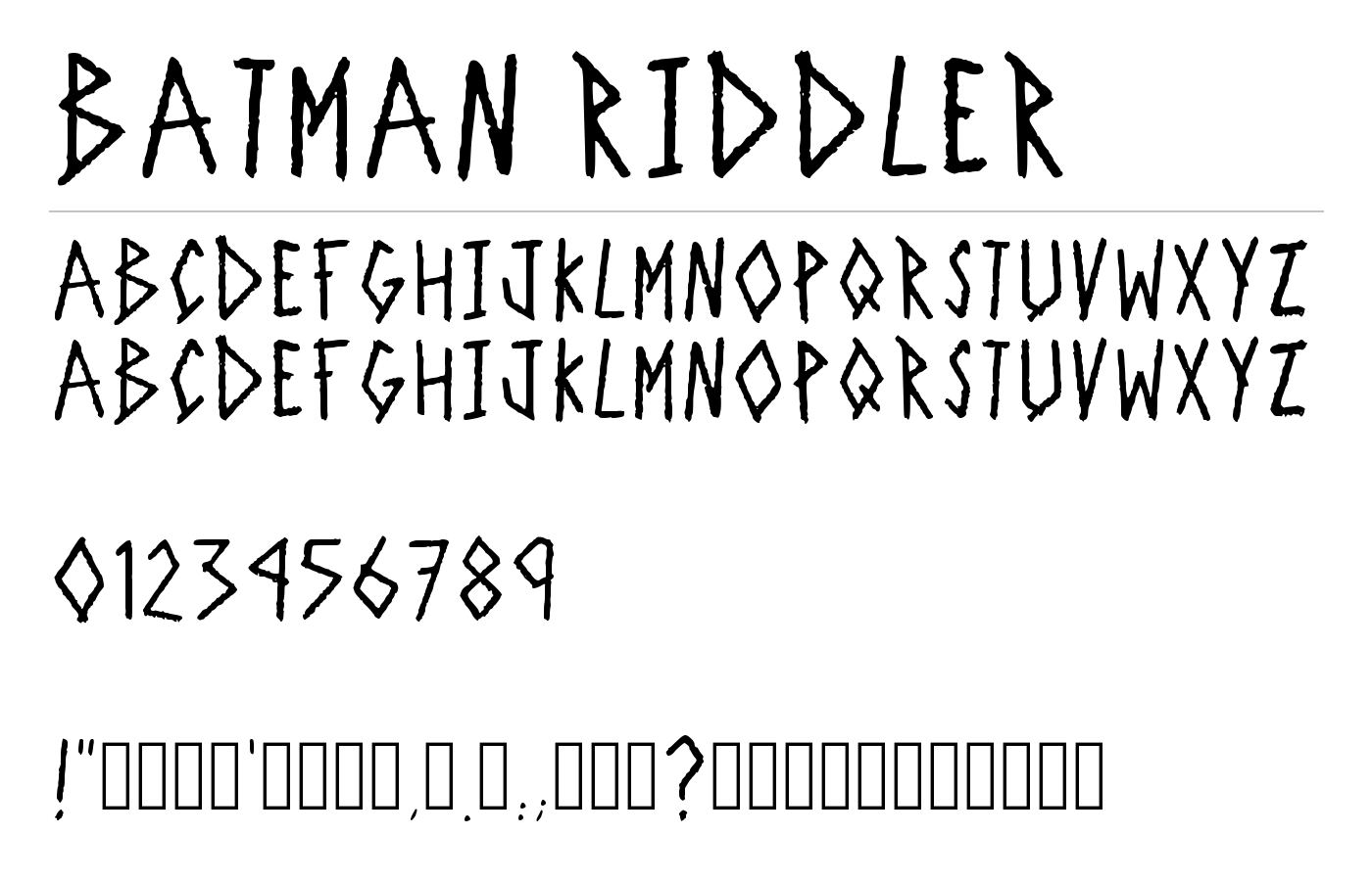 Batman Riddler Font preview