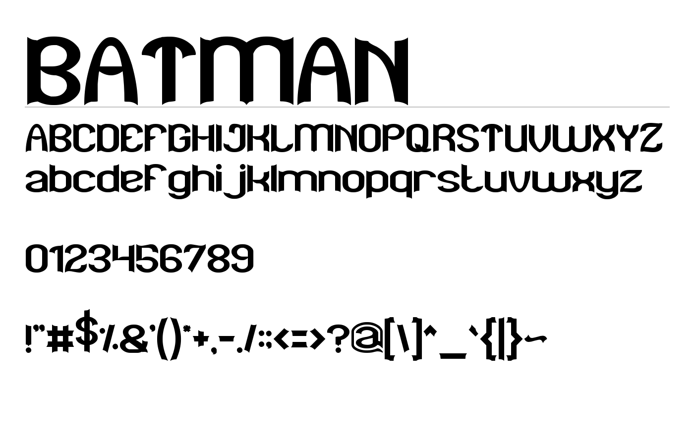 BATMAN Font preview