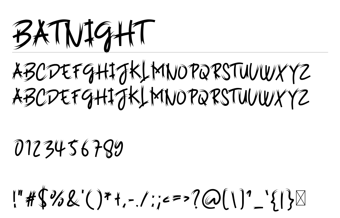 Batnight Font preview