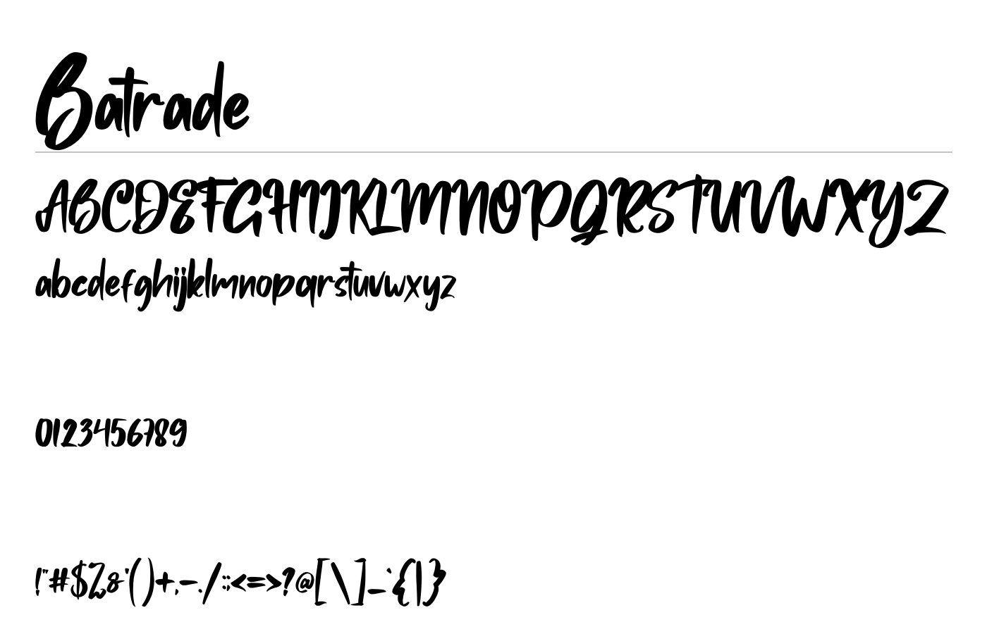 Batrade Font preview
