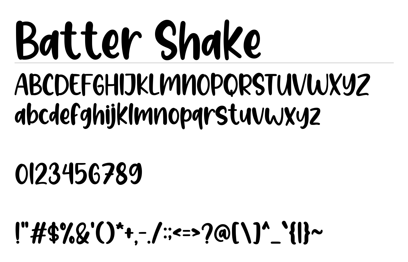 Batter Shake Font preview
