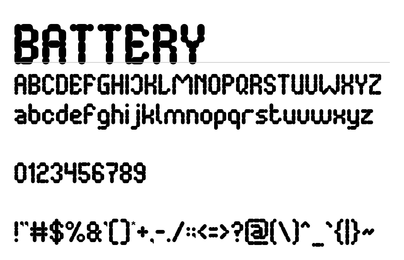 BATTERY Font preview