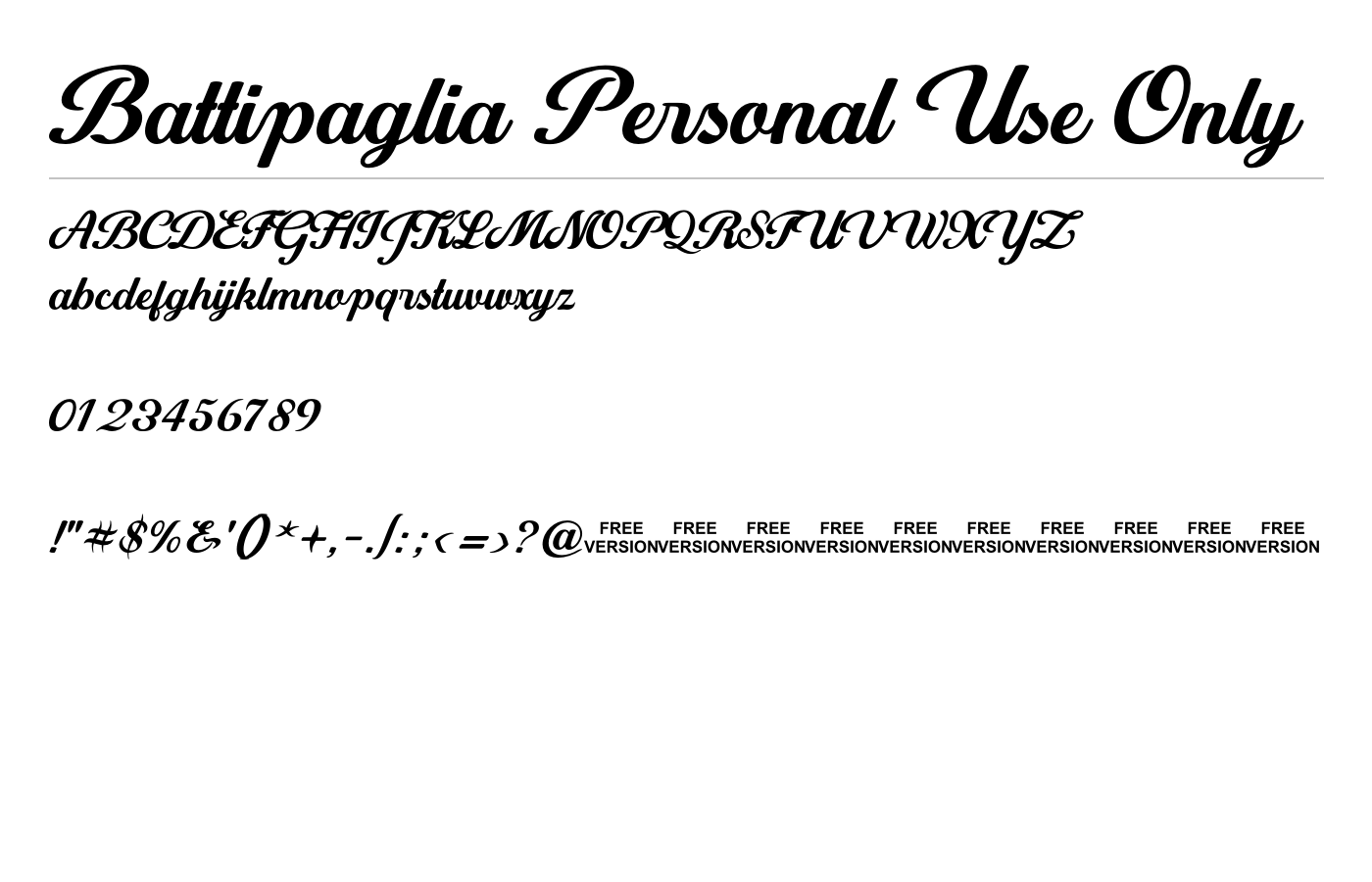 Battipaglia Personal Use Only Font preview