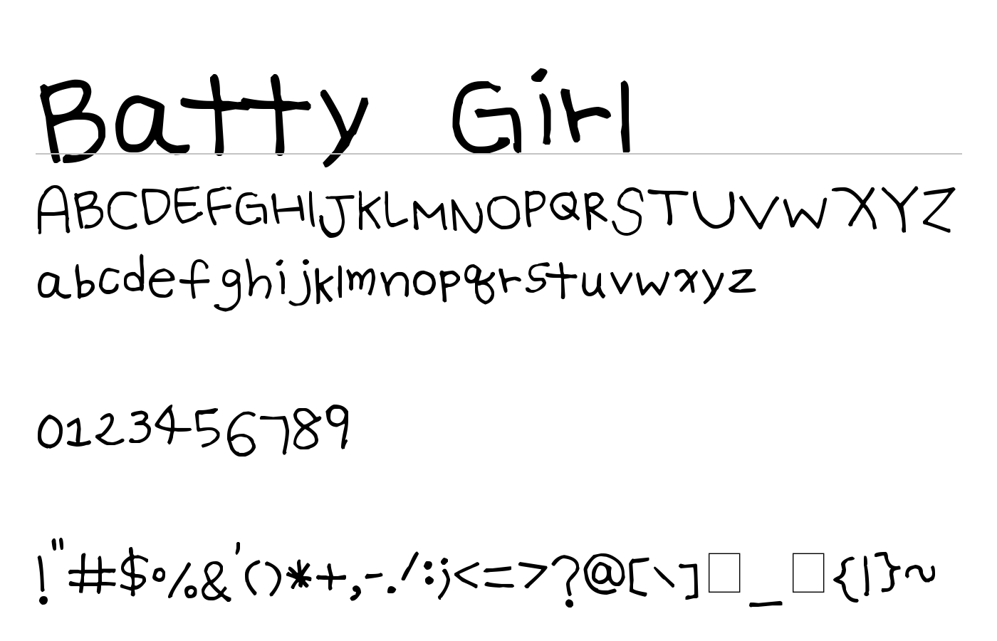 Batty Girl Font preview