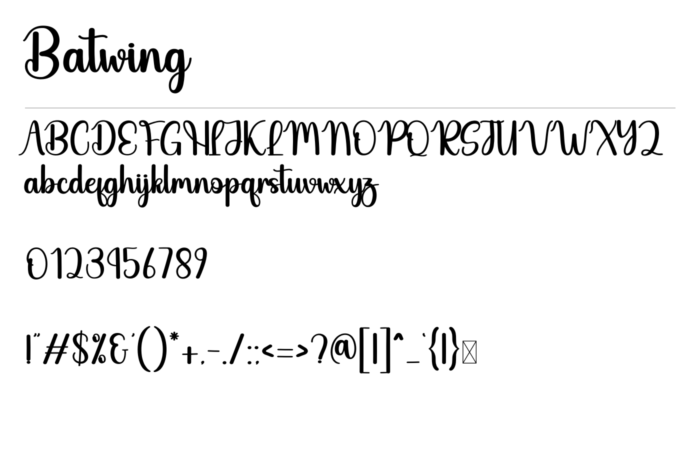 Batwing Font preview