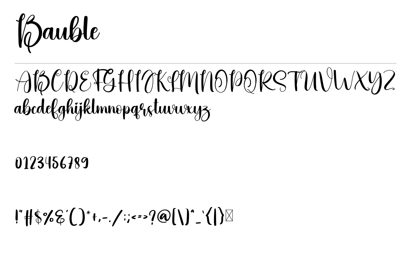 Bauble Font preview