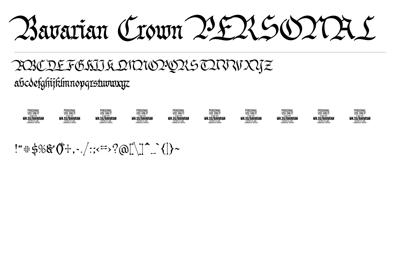 Bavarian Crown PERSONAL Font preview