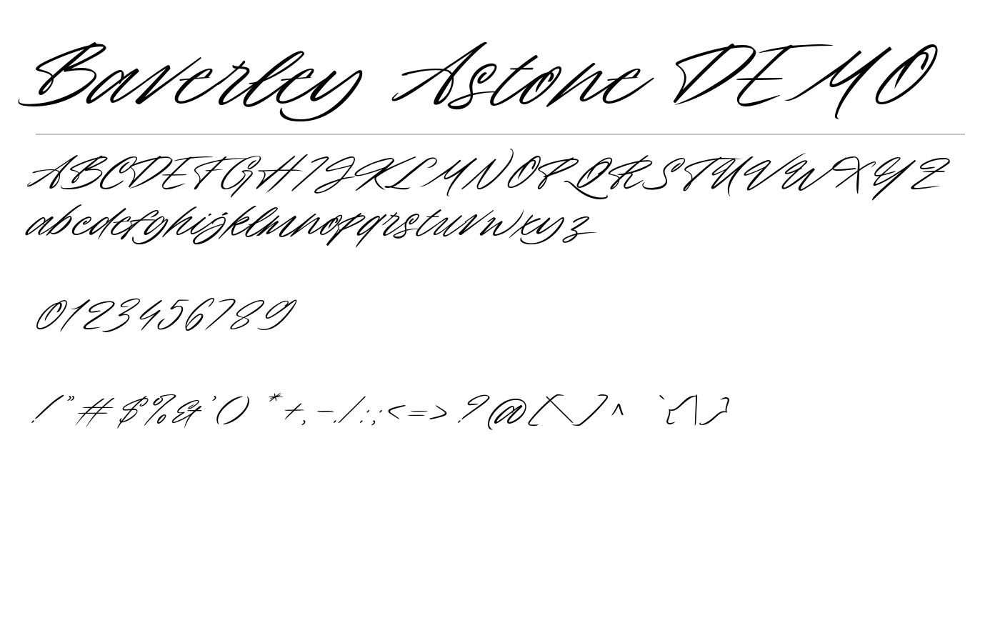 Baverley Astone DEMO Font preview