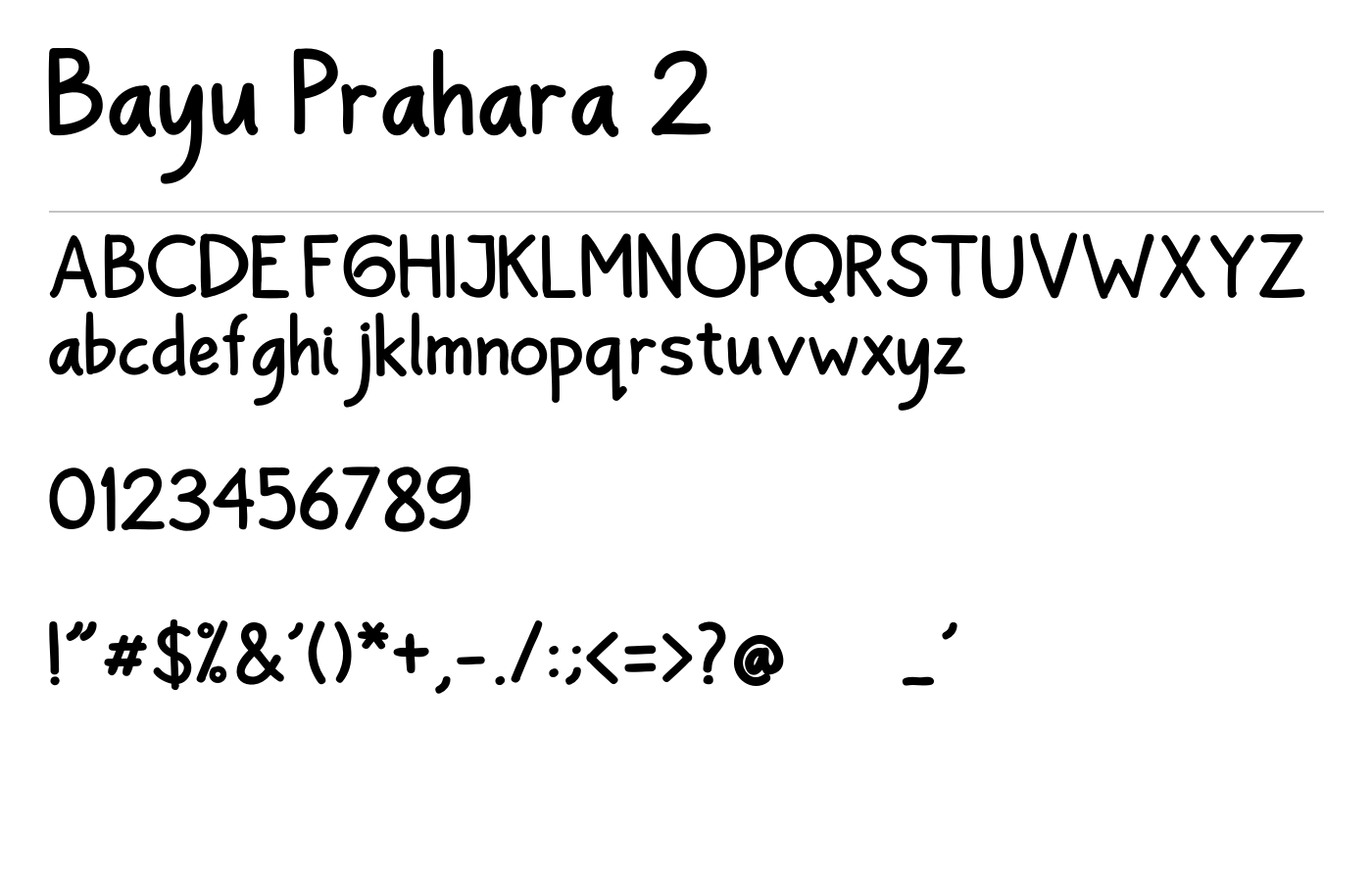 Bayu Prahara 2 Font preview