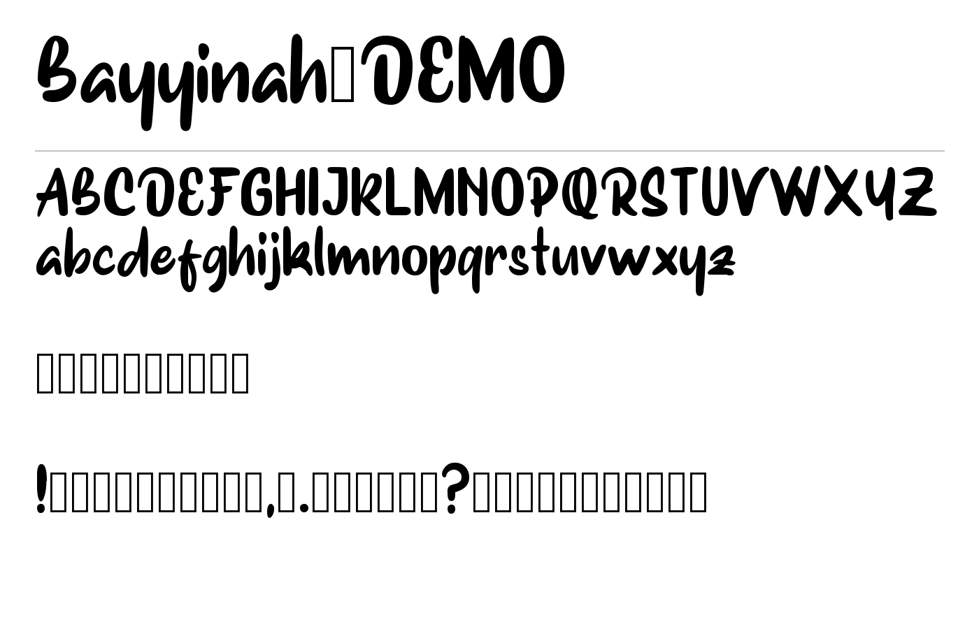 Bayyinah-DEMO Font preview