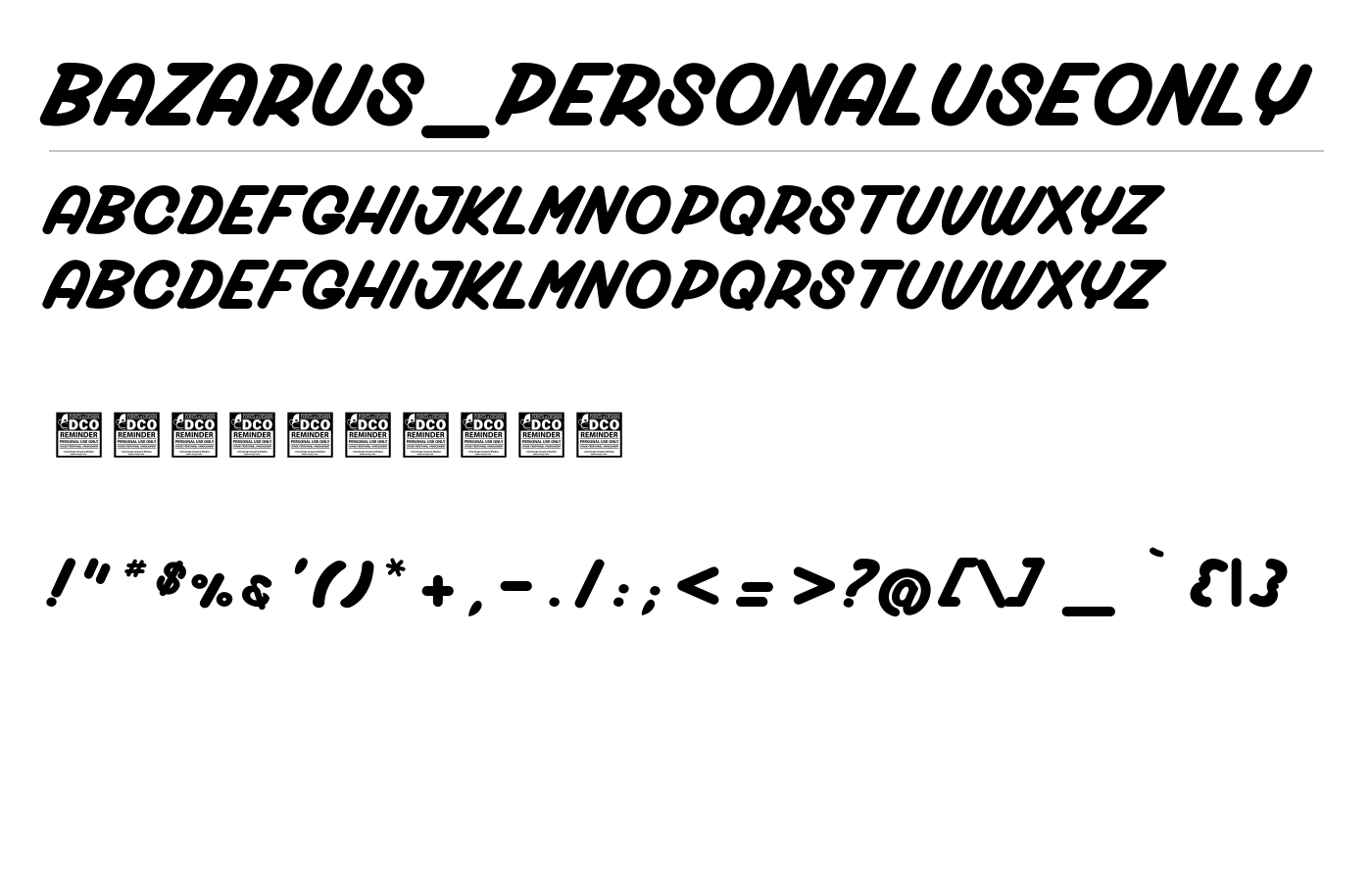 Bazarus_PersonalUseOnly Font preview