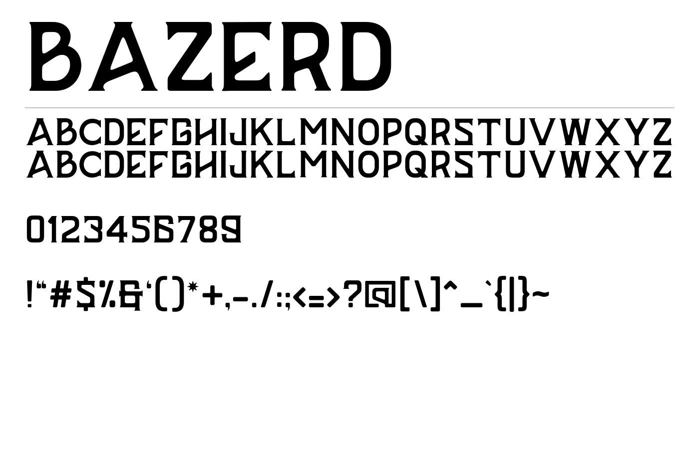 BAZERD Font preview