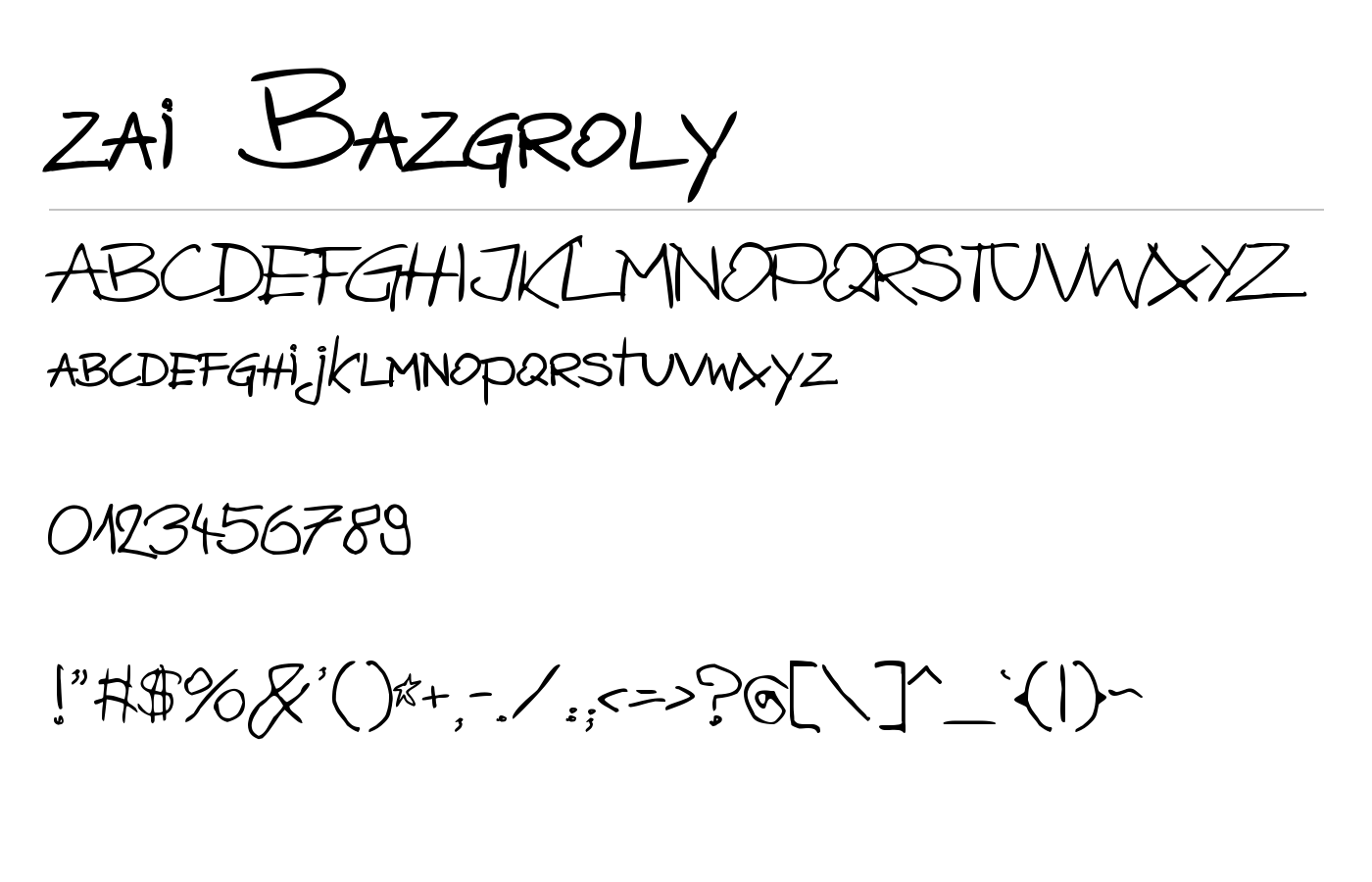 zai Bazgroly Font preview