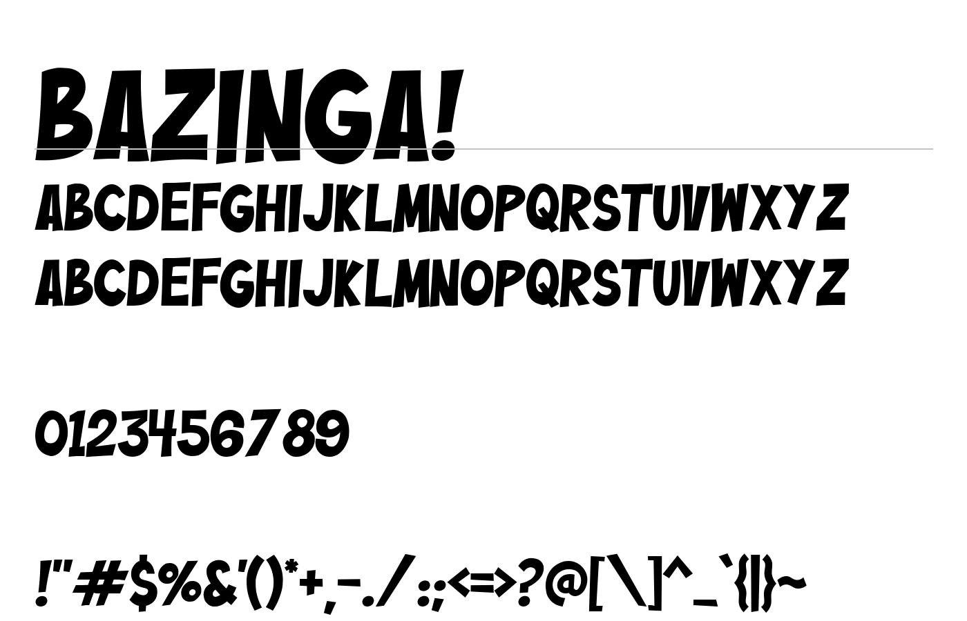 Bazinga! Font preview