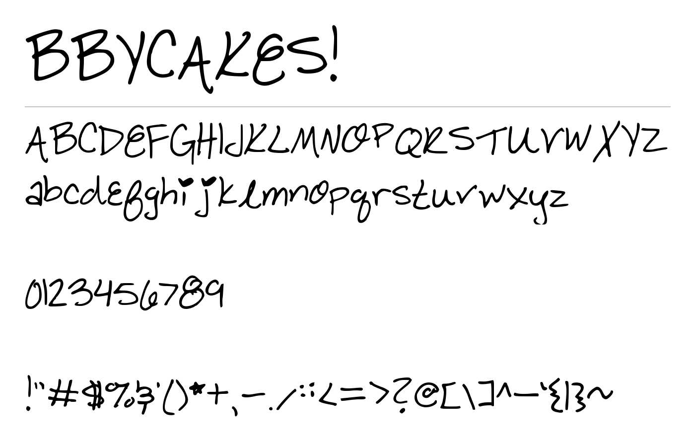BBYCAKES! Font preview