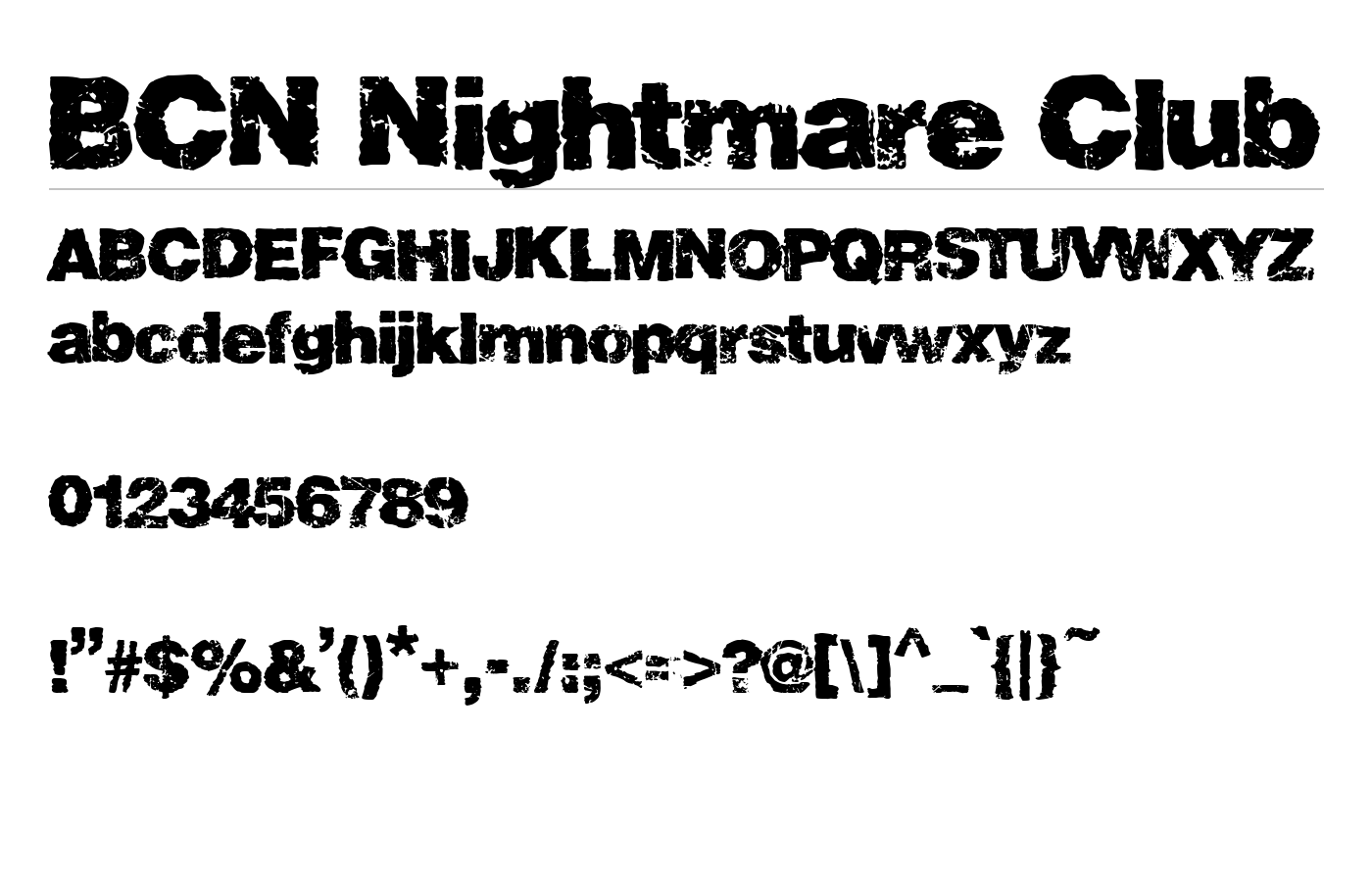 BCN Nightmare Club Font preview
