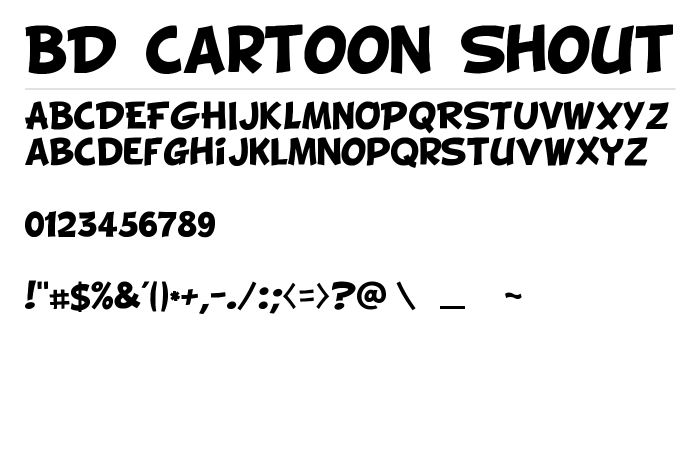 BD Cartoon Shout Font preview