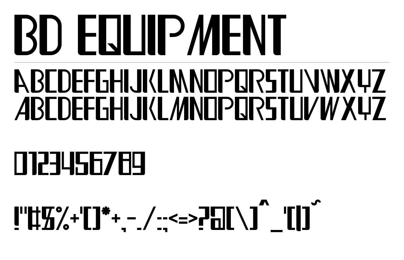 BD Equipment Font preview
