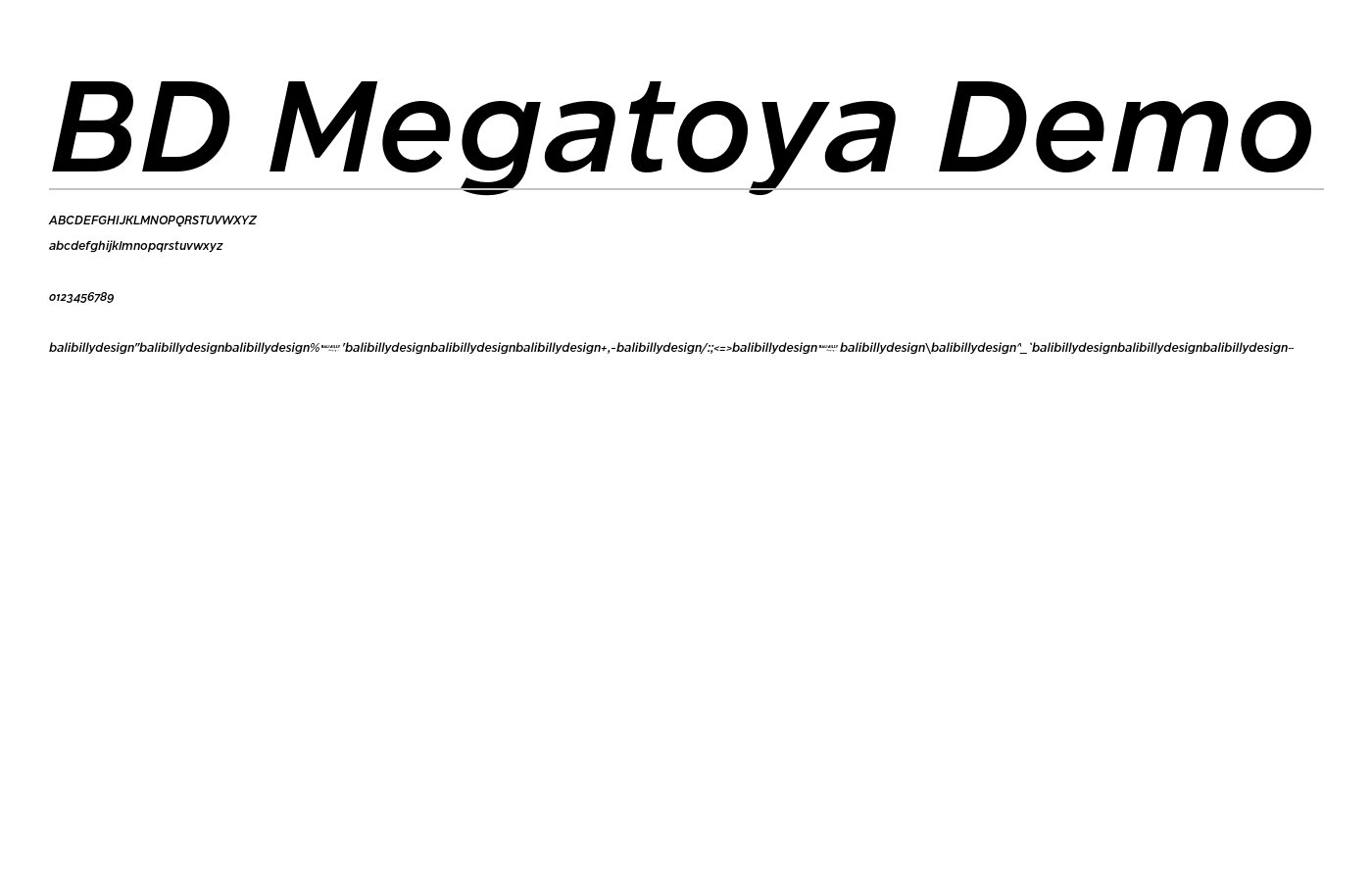 BD Megatoya Demo Font preview