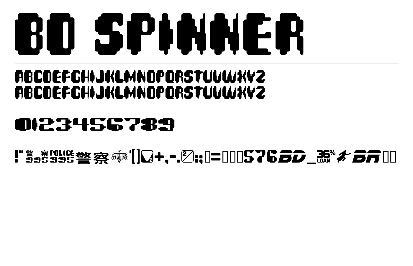 BD Spinner Font preview