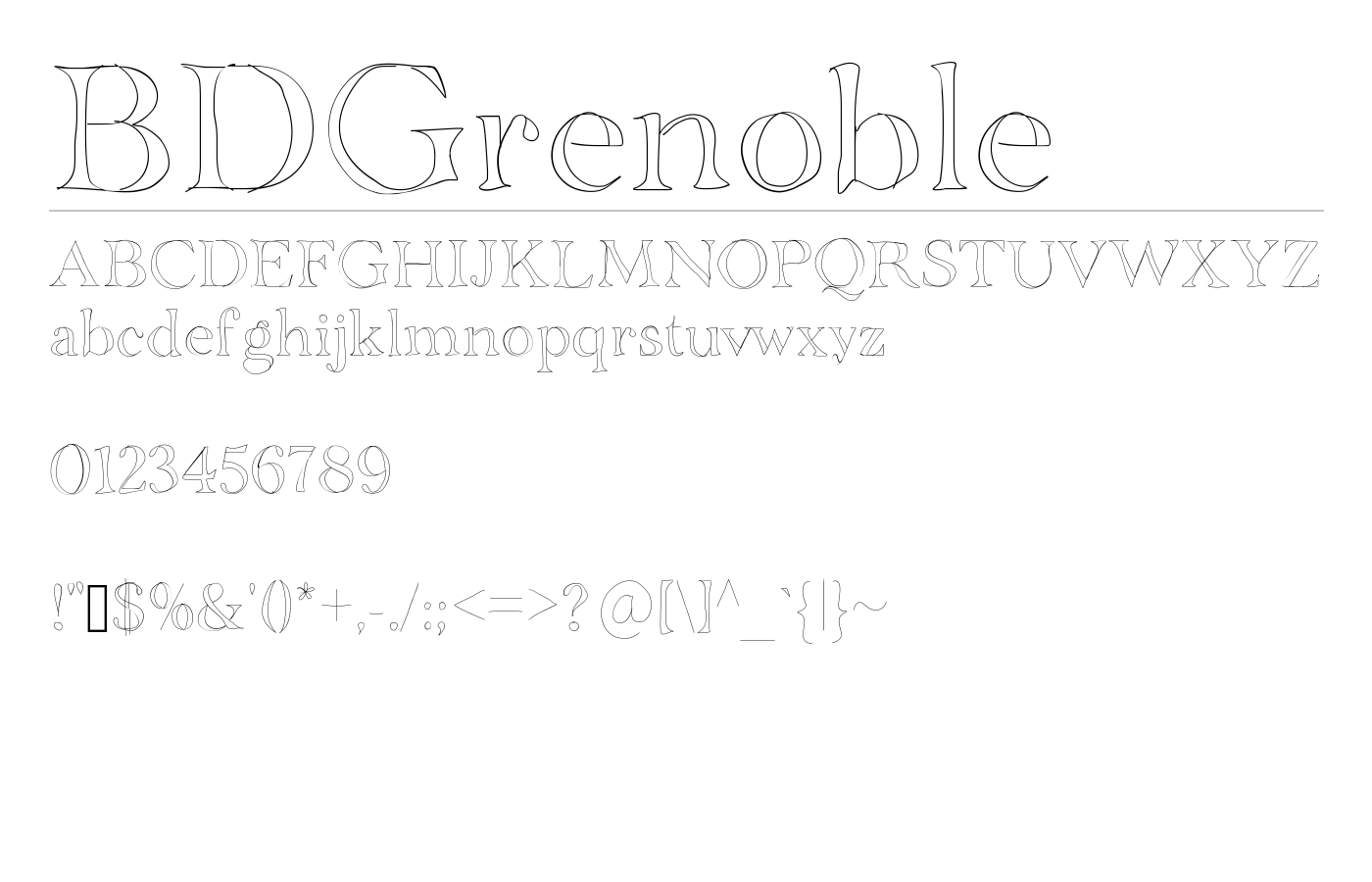 BDGrenoble Font preview