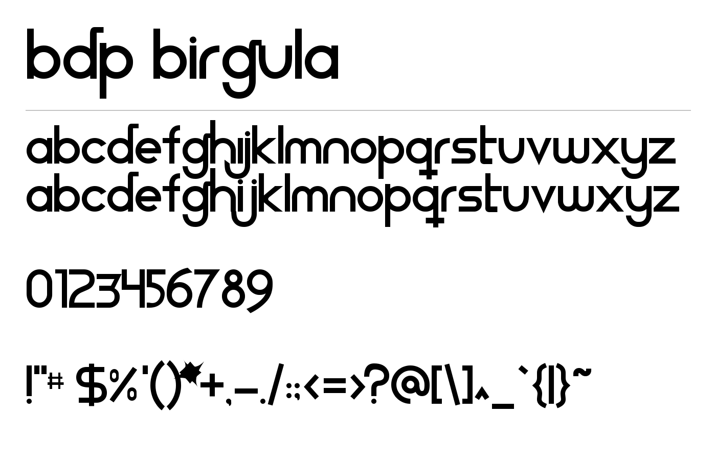 BDP Birgula Font preview