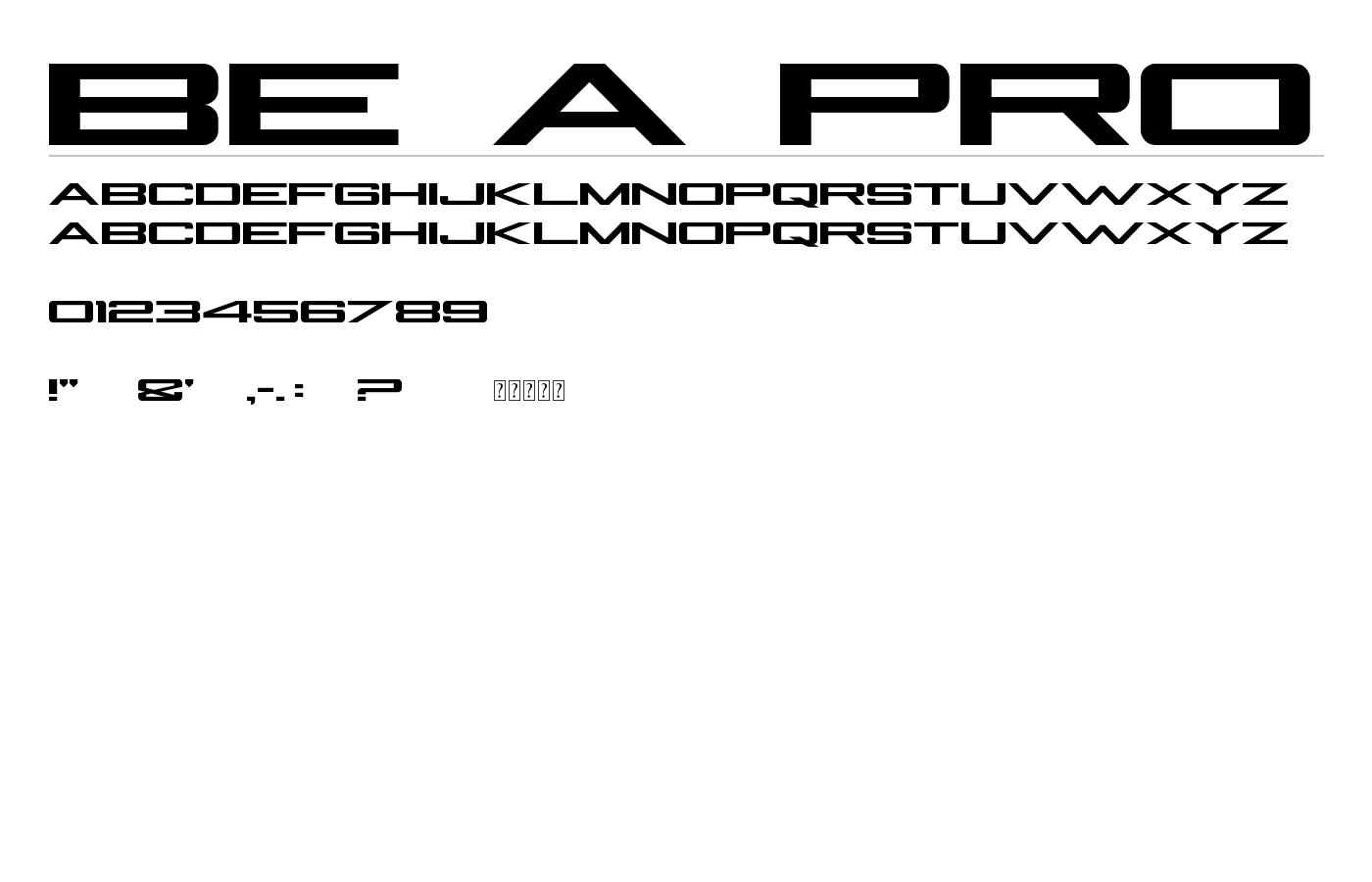 Be A Pro Font preview