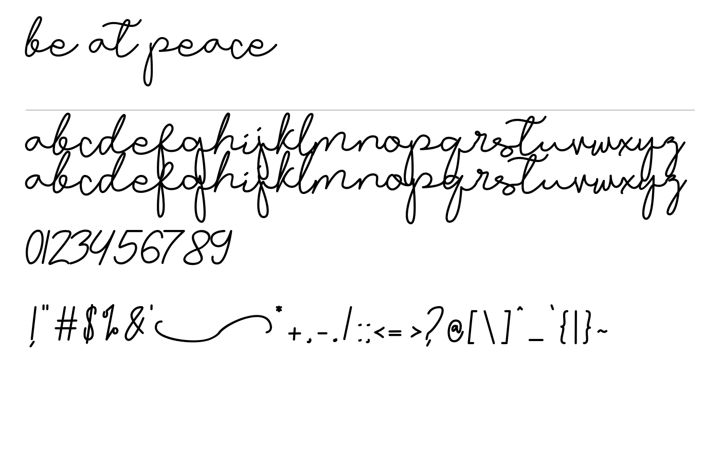 Be at peace Font preview