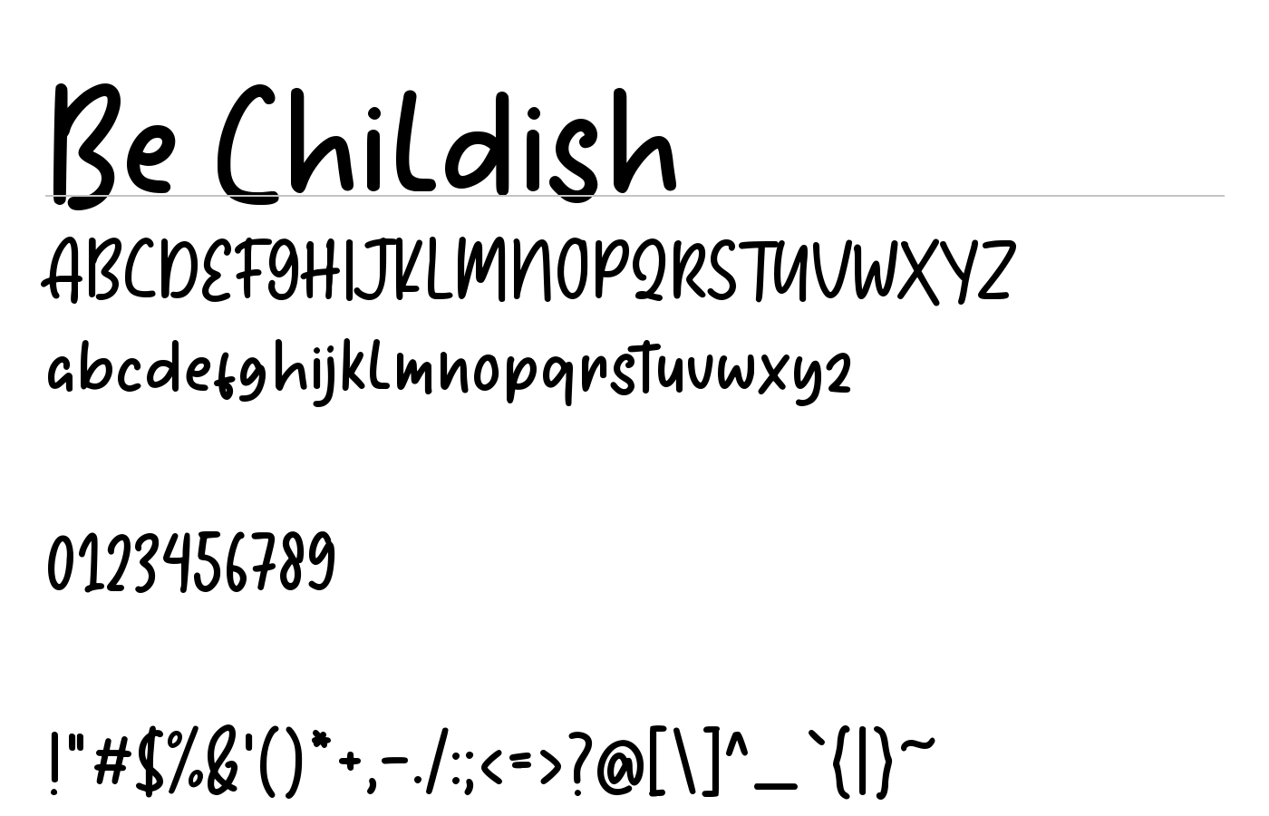 Be Childish Font preview