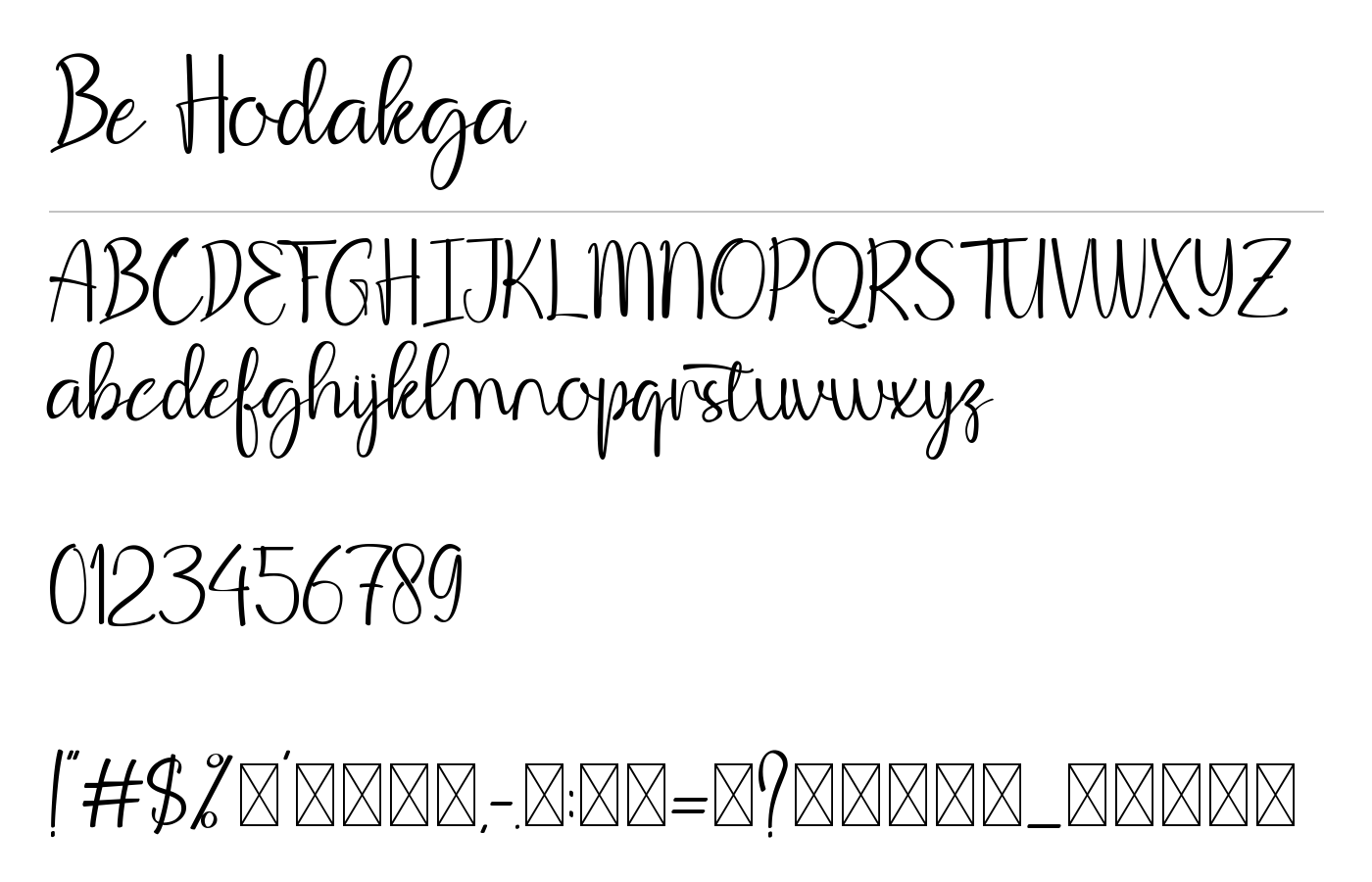 Be Hodakga Font preview