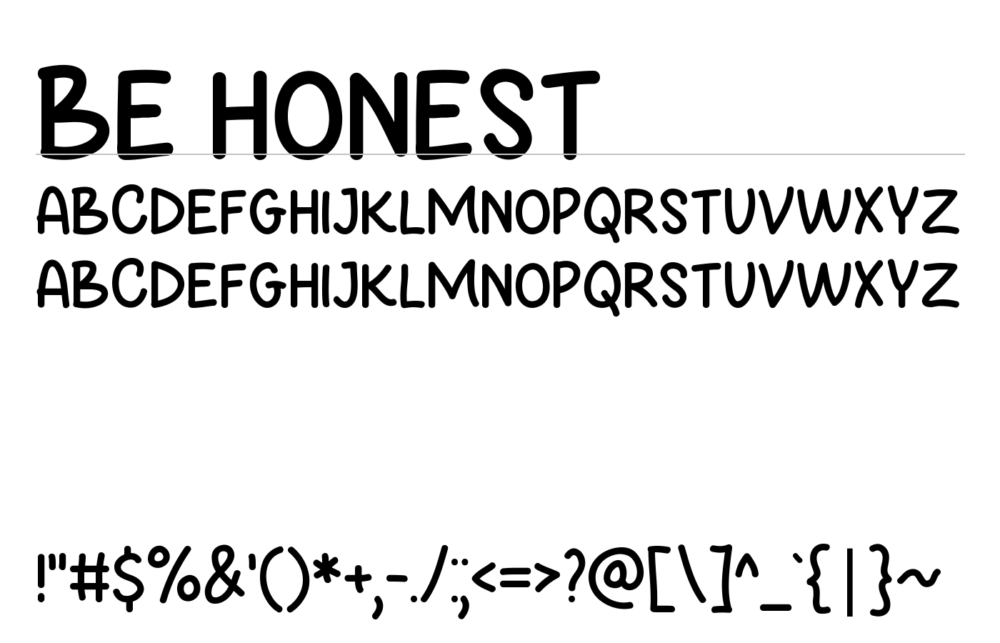 Be Honest Font preview