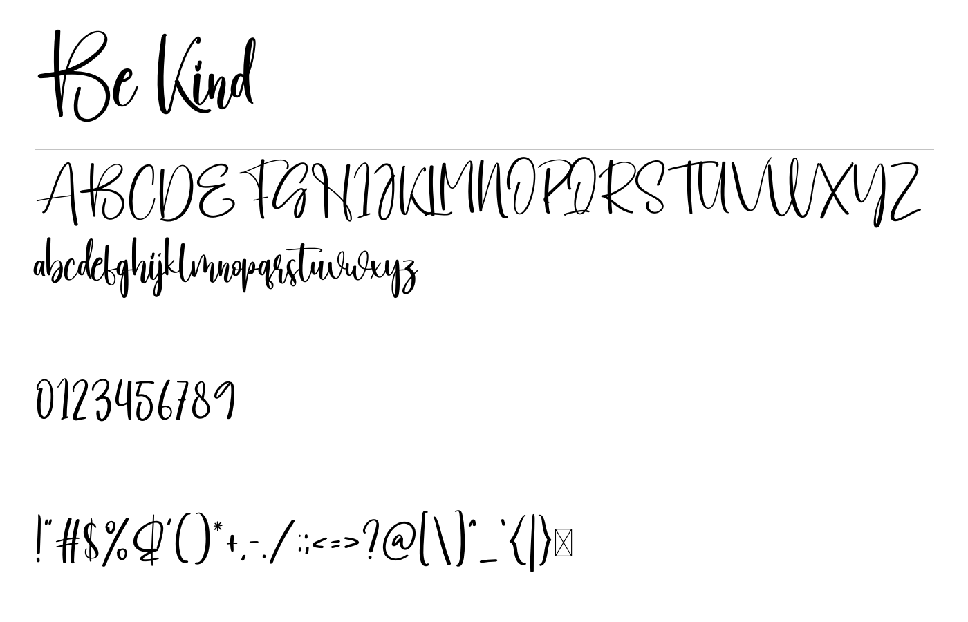 Be Kind Font preview
