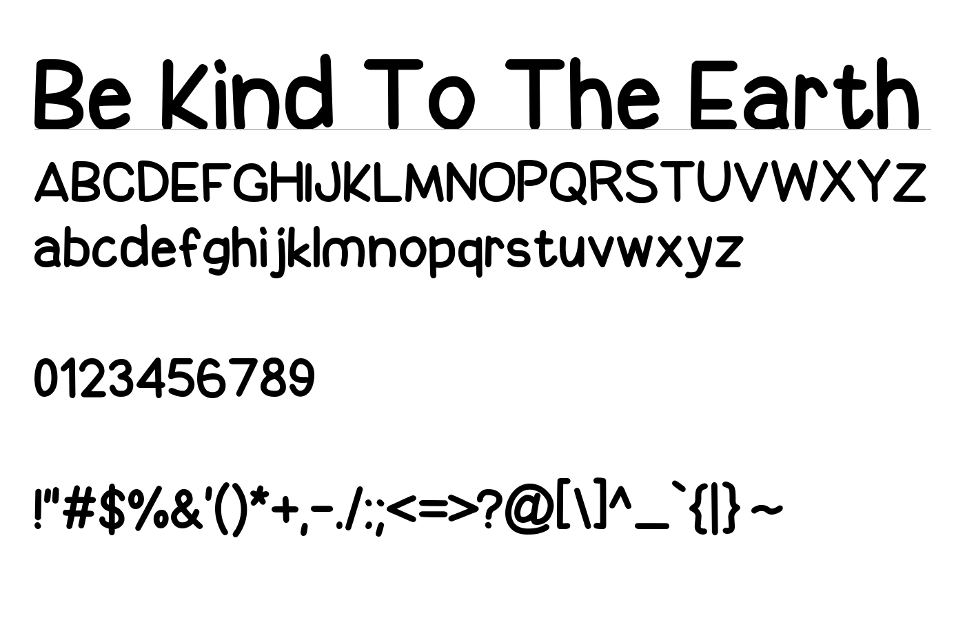 Be Kind To The Earth Font preview
