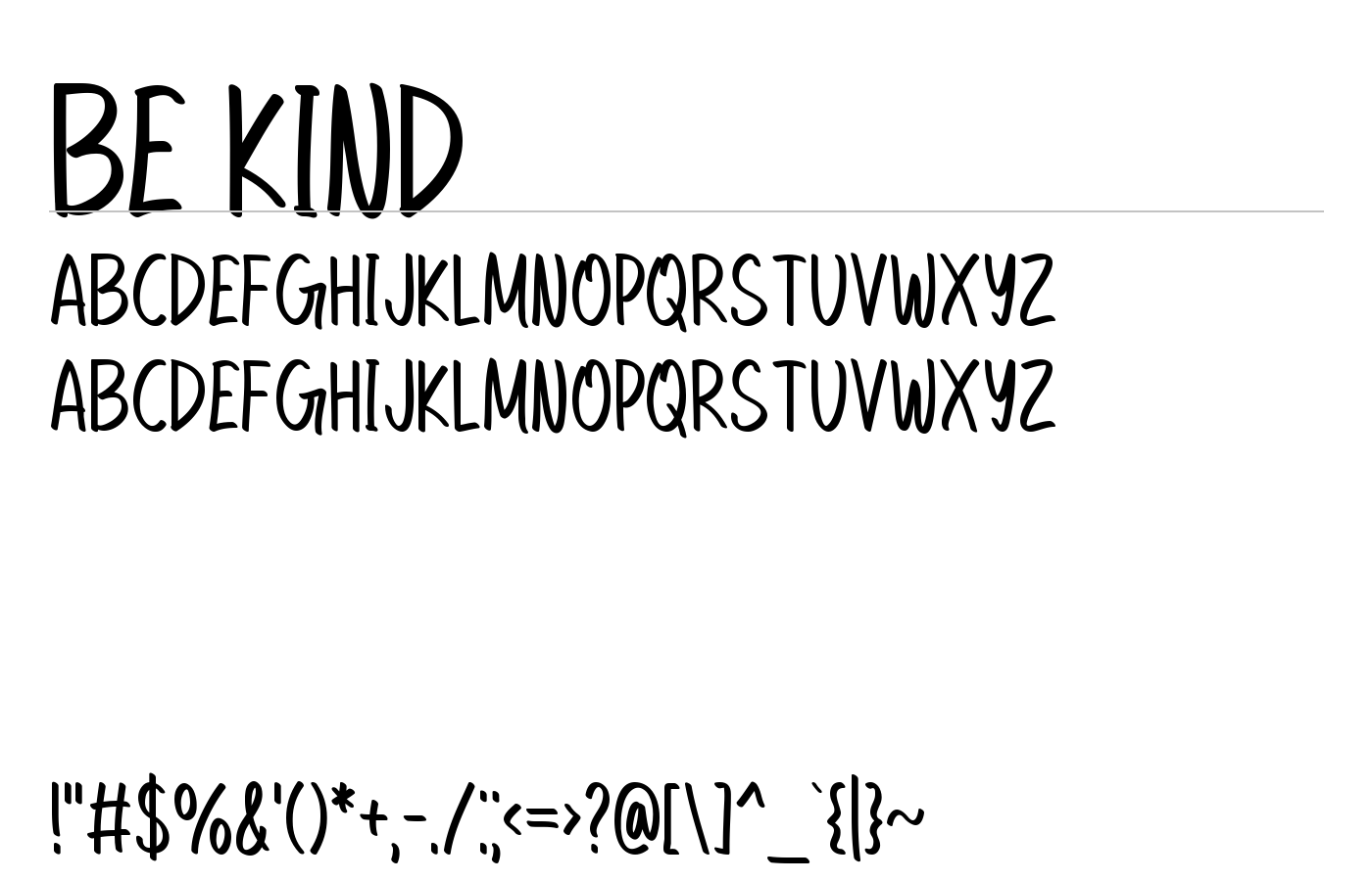 Be Kind Font preview