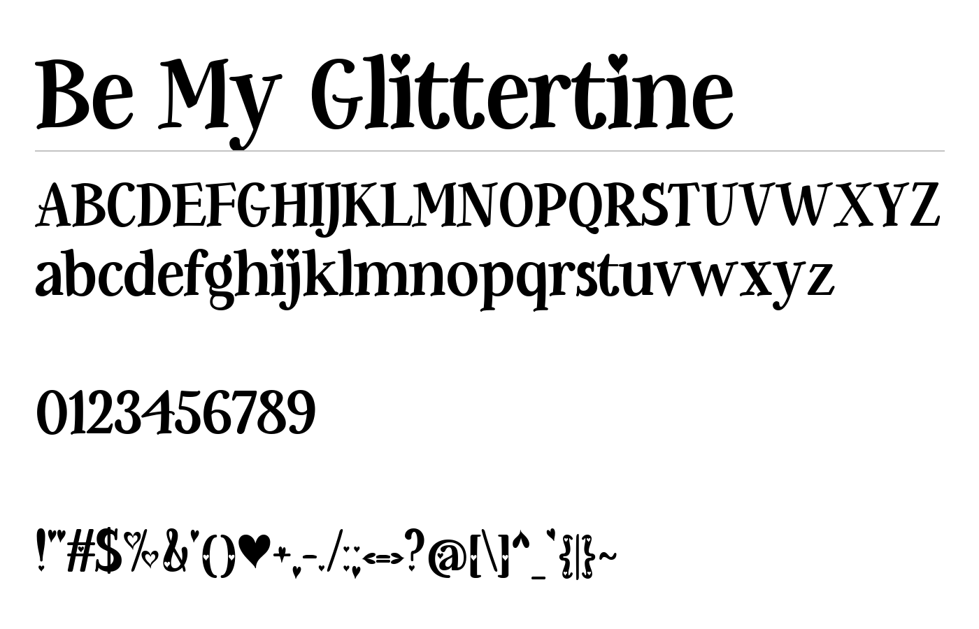 Be My Glittertine Font preview