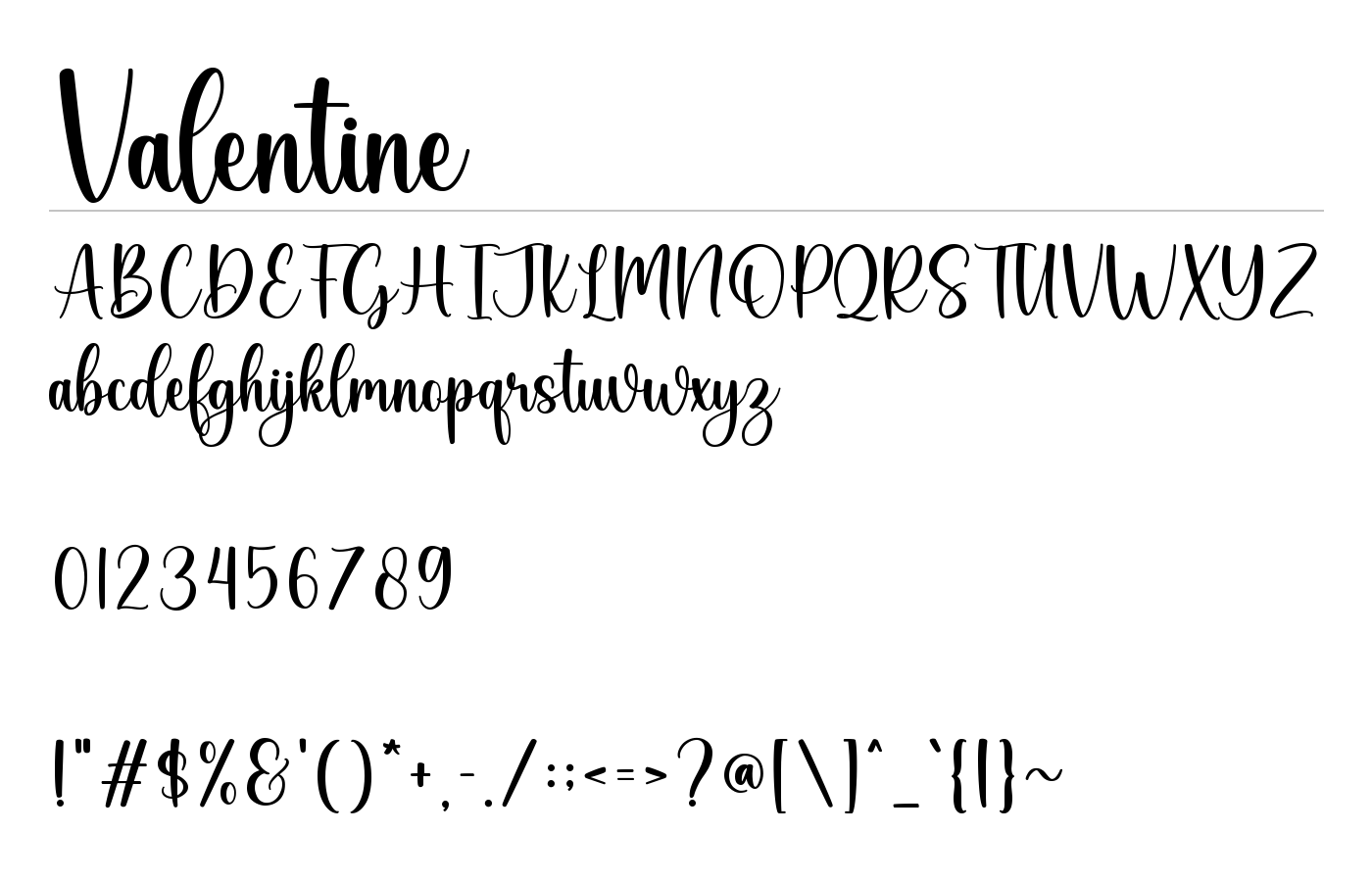 Valentine Font preview