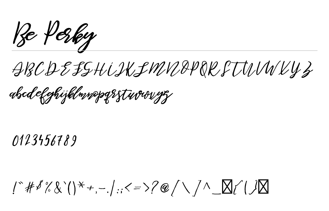 Be Perky Font preview