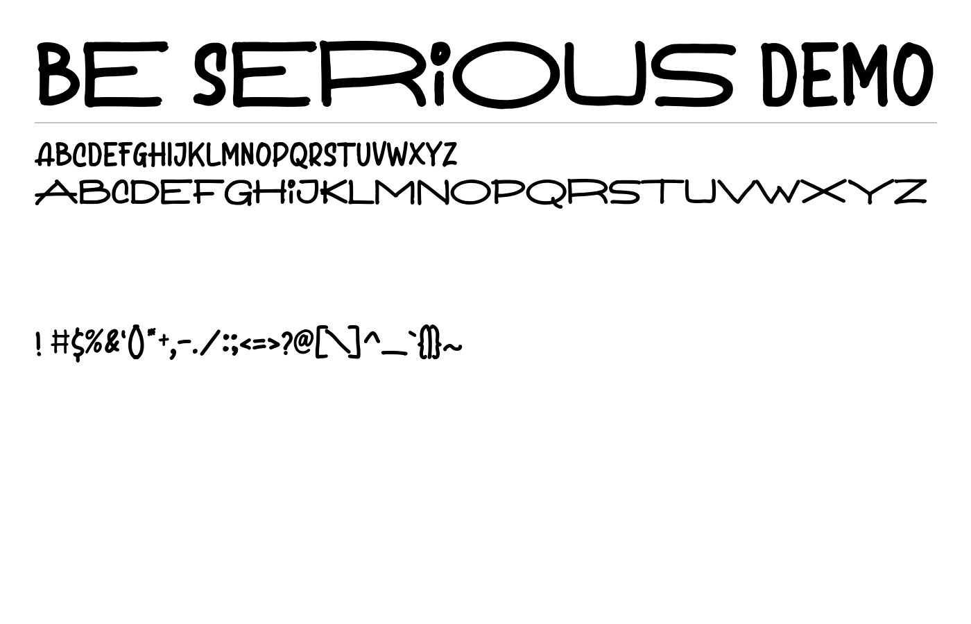Be Serious DEMO Font preview